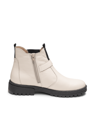 gemütvolle Stiefelette Softnappaleder creme