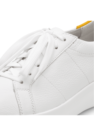 klassischer Sneaker Hirschleder weiß/gelb