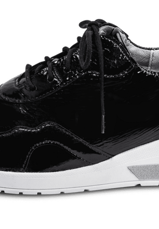 glanzvoller Sneaker Hirschlackleder schwarz