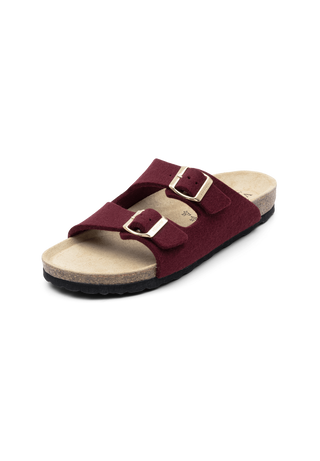 behagliche Pantolette Wollfilz bordeaux