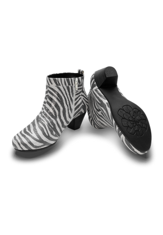 eindrucksvolle Stiefelette Samtziege zebra