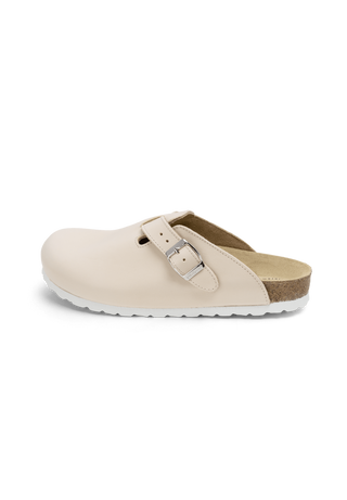 olivenblattgegerbter Clog Softnappa beige