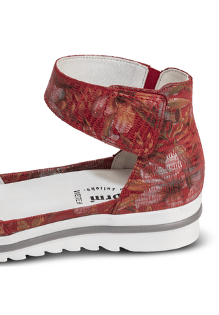 blumige Sandale echt Leder flower/rot