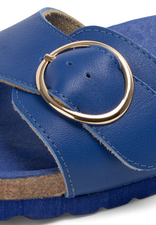 bunte Pantolette Softnappaleder blau