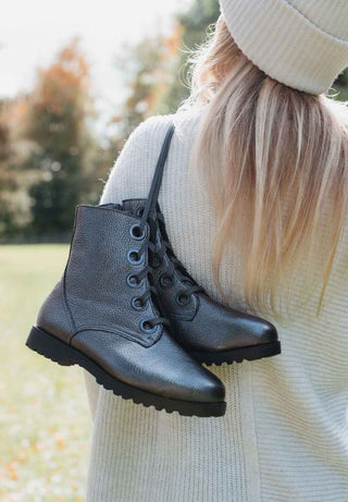 extrabreite Stiefelette Hirschleder anthrazit/metallic