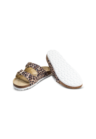 trendige Pantolette Veloursleder leopard