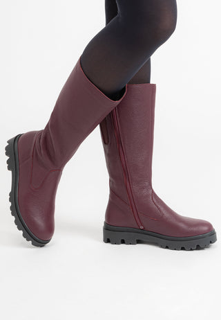 modischer Stiefel Hirschleder aubergine