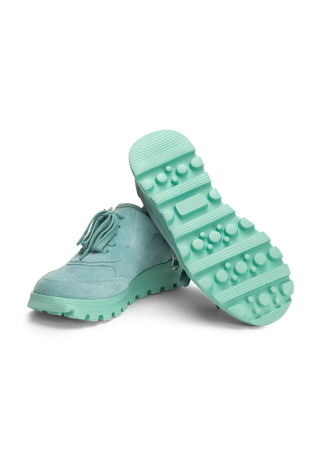 hervorstechender Sneaker Veloursleder aqua