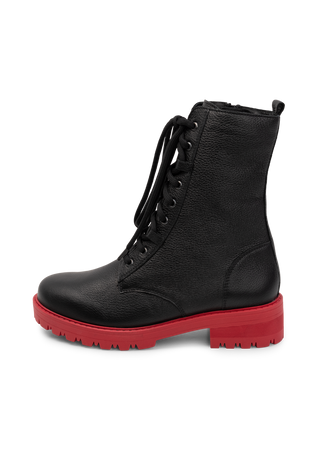 attraktive Stiefelette Hirschleder schwarz/rot