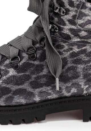 spektakuläre Stiefelette Veloursleder leopard
