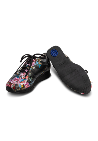 blumiger Sneaker Hirschleder schwarz/floral