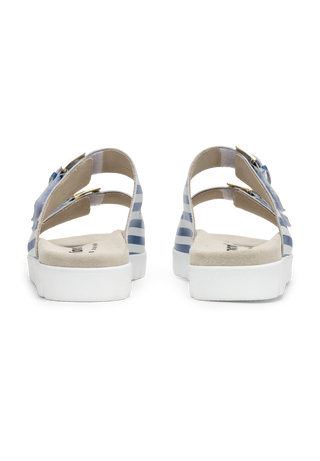 gestreifte Pantolette Nappaleder blau-gestreift