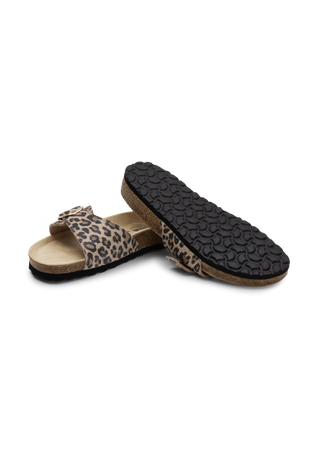 luftige Pantolette Veloursleder leopard