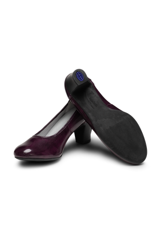 glänzender Pumps Leder/Stretch aubergine