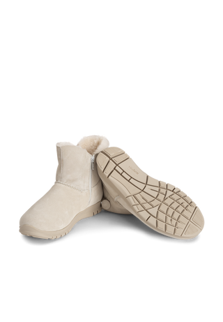 flauschiger Lammfellstiefel Veloursleder offwhite