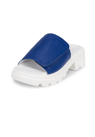 moderne Pantolette Hirschleder blau