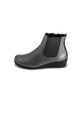 trendige Stiefelette Hirschledermetallic anthrazit/metallic