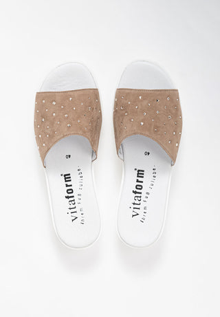 originelle Pantolette Samtziegenleder taupe