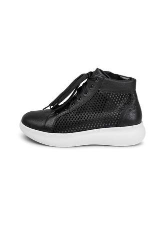 perforierter Hightop-Sneaker Hirschelder schwarz