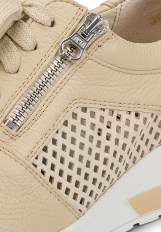 perforierter Sneaker Hirschleder creme