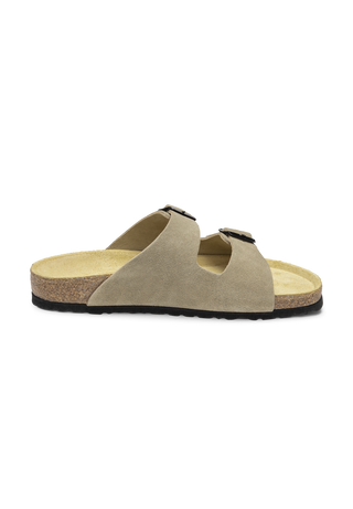 wohltuende Pantolette Veloursleder taupe