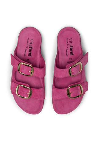 sommerliche Pantolette Veloursleder pink