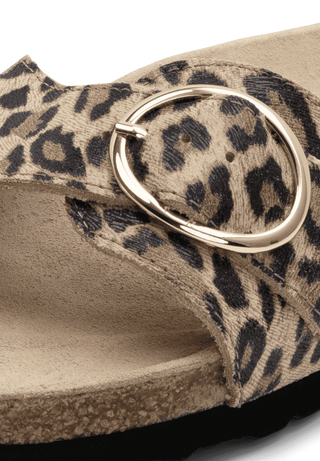 luftige Pantolette Veloursleder leopard