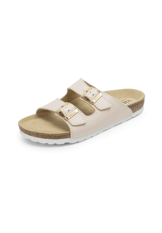 olivenblattgegerbte Pantolette Softnappa beige