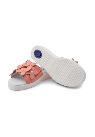 blumige Pantolette Hirschleder lachs