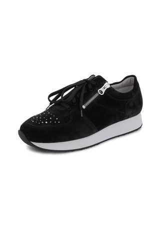funkelnder Sneaker Veloursleder schwarz