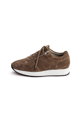 funkelnder Sneaker Veloursleder dunkeltaupe