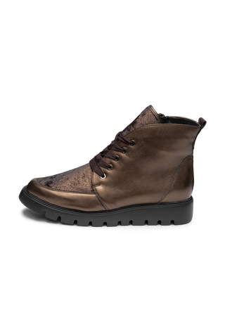 glänzende Stiefelette Leder/Stretch bronze