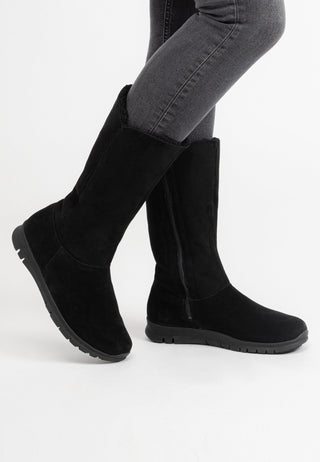 kuschelig-warmer Lammfellstiefel Veloursleder schwarz