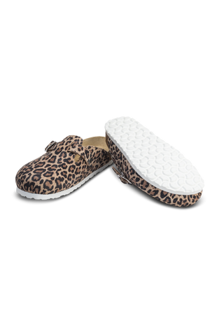 stylischer Clog Veloursleder leopard