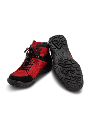 bequeme Trekkingstiefelette Nubukleder cherryrot