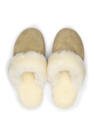 kuscheliger Hausschuh Doubleface beige