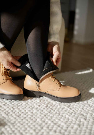 sehenswerte Stiefelette Hirschleder camel