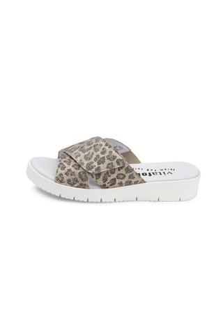 leoprint Pantolette Samtziege leopard/gold