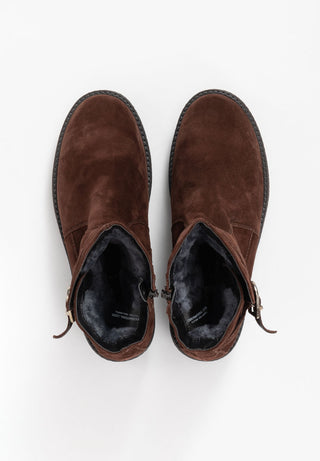 kuschlige Stiefelette Veloursleder schoko