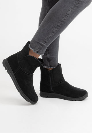 wärmende Stiefelette Veloursleder schwarz