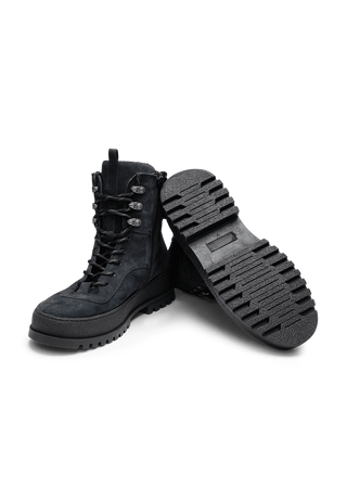 markante Stiefelette Veloursleder marine
