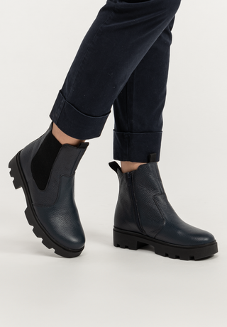 überragende Stiefelette Hirschleder marine