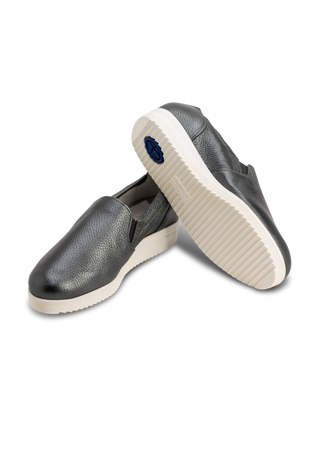 klassischer Slipper Hirschleder anthrazit/metallic