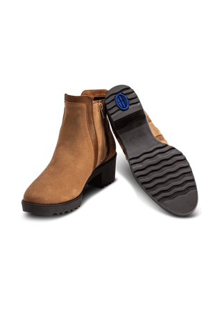 hübsche Stiefelette Samtziege caramel