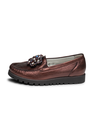 glamouröser Slipper echt Leder bordeaux/metallic