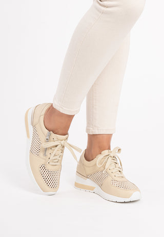 perforierter Sneaker Hirschleder creme