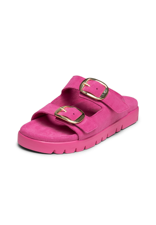 sommerliche Pantolette Veloursleder pink