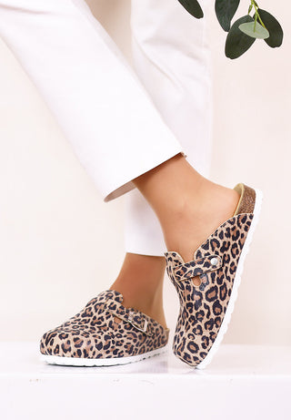 stylischer Clog Veloursleder leopard