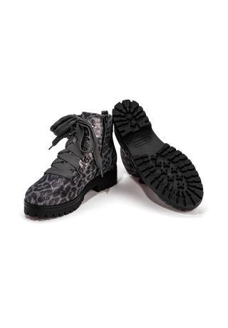 spektakuläre Stiefelette Veloursleder schwarz/floral