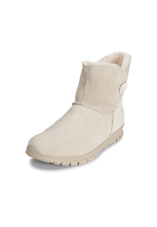 flauschiger Lammfellstiefel Veloursleder offwhite